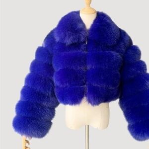 Chic Royal Blue Teddy Jacket